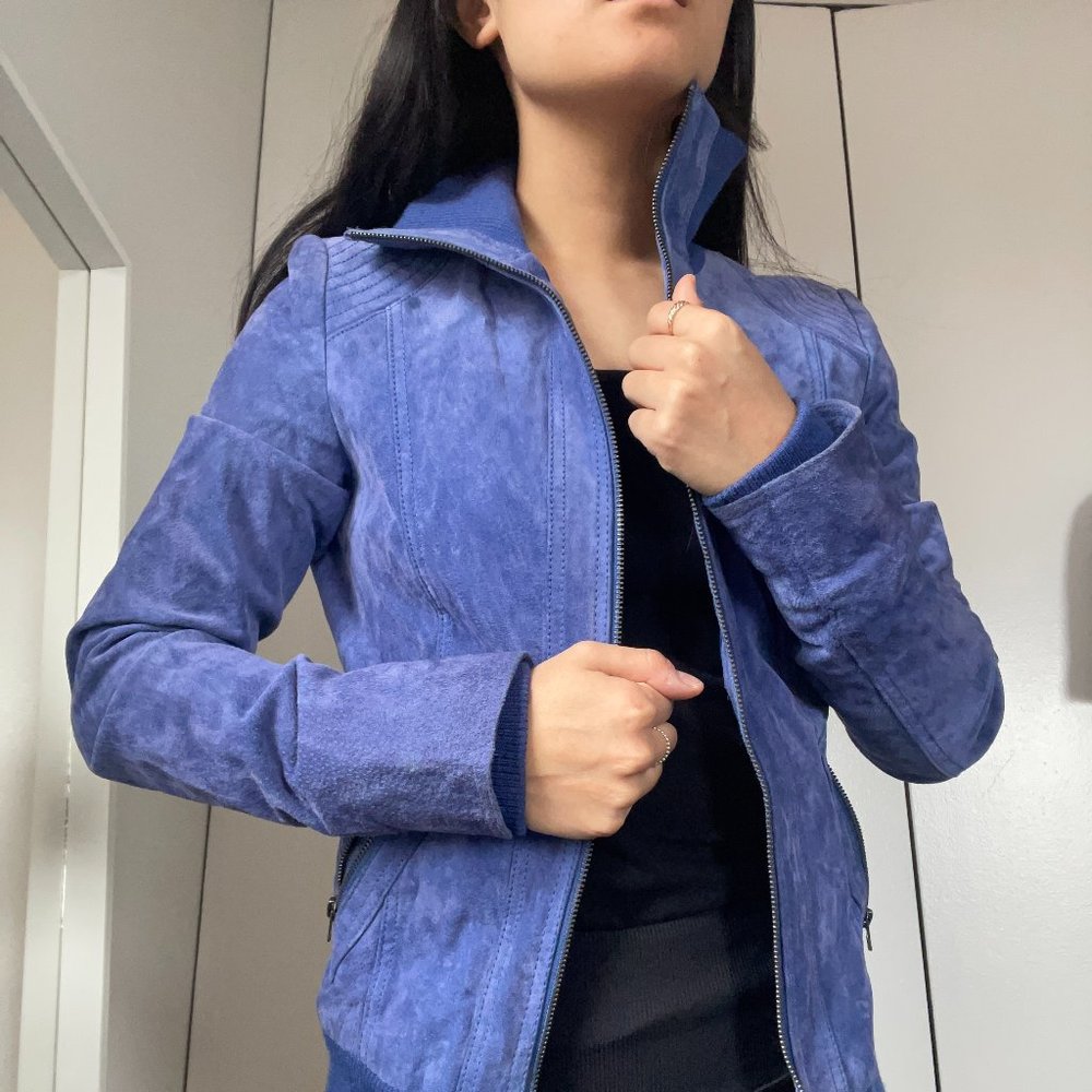 LIV Cobalt Blue Leather Jacket Women's EU 36